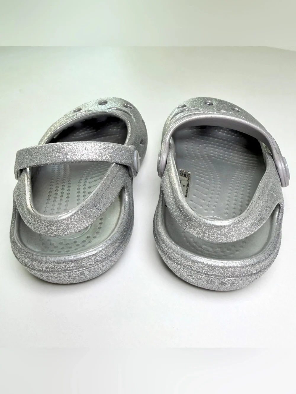 Crocs Toddler Girl Shayna Silver Glitter Mary Jane Sandals - Size 6
